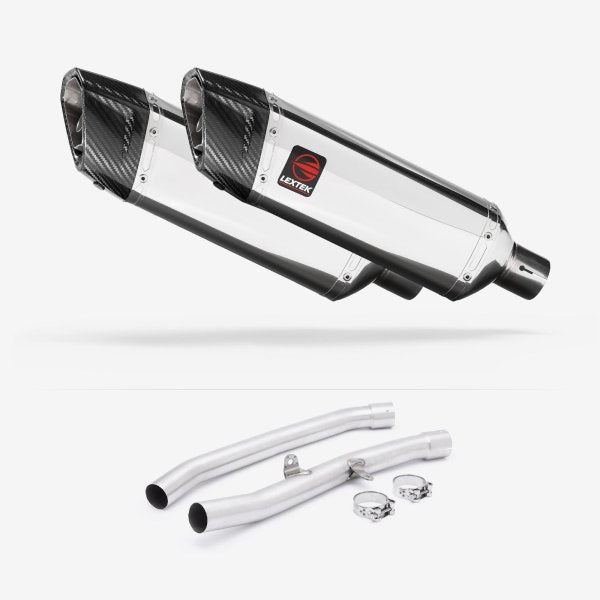 Lextek SP4 Polished Stainless Steel Exhaust 300mm with Link Pipes for Kawasaki ZZR1400 (08-11)