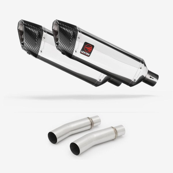 Lextek SP4 Polished Stainless Steel Exhaust 300mm with Link Pipes for Ducati Monster 620 (01-06)
