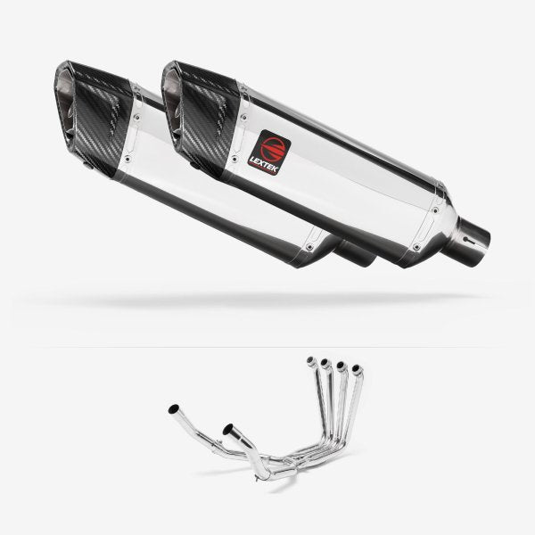 Lextek SP4 Polished Stainless Steel Exhaust System 300mm for Yamaha FJR1300 (01-19)