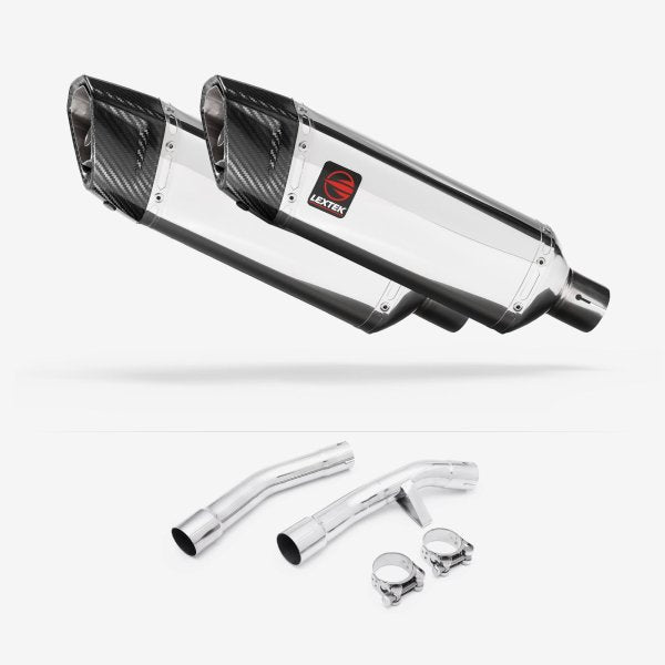 Lextek SP4 Polished Stainless Steel Exhaust 300mm with Link Pipe for Yamaha FJR1300 (01-19)