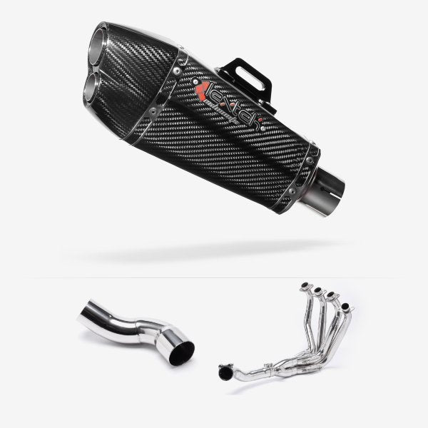 Lextek XP13C Carbon Fibre Exhaust System 210mm for Kawasaki Z900 (20-23)