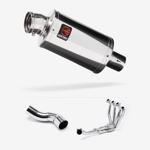 Lextek OP4 Polished S/Steel Exhaust System 200mm for Kawasaki Z900 (20-23)
