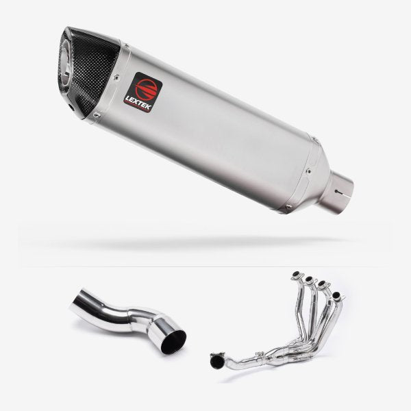 Lextek VP1 Matt S/Steel Exhaust System 300mm for Kawasaki Z900 (20-23)