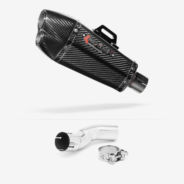 Lextek XP13C Carbon Fibre Exhaust 210mm with Link Pipe for Kawasaki Z H2 (20-23)