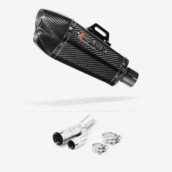 Lextek XP13C Carbon Fibre Exhaust 210mm with Link Pipe for BMW S1000R 2017-2020