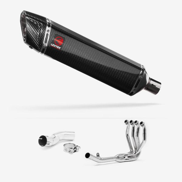 Lextek SP7C Gloss Carbon Fibre Exhaust System 400mm for Kawasaki Z H2 (20-23)