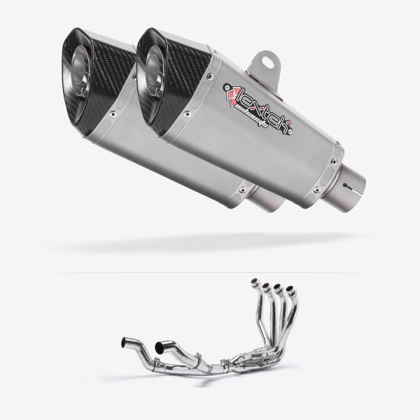 Lextek XP10 Matt S/Steel Twin Exhaust System 210mm for Kawasaki Ninja 1000SX 20-