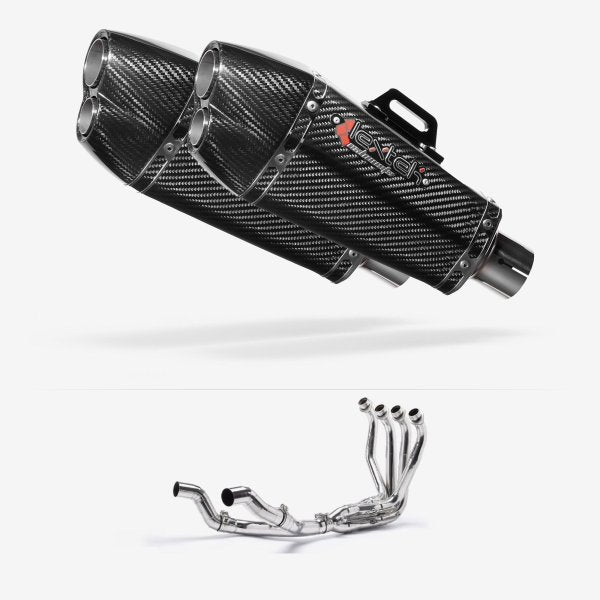 Lextek XP13C Carbon Fibre Twin Exhaust System 210mm for Kawasaki Ninja 1000SX 20-
