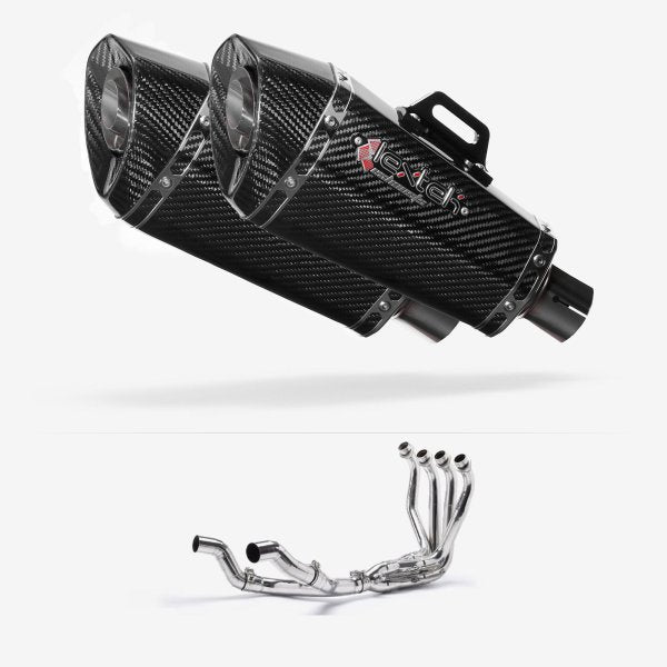 Lextek XP8C Carbon Fibre Twin Exhaust System 210mm for Kawasaki Ninja 1000SX 20-
