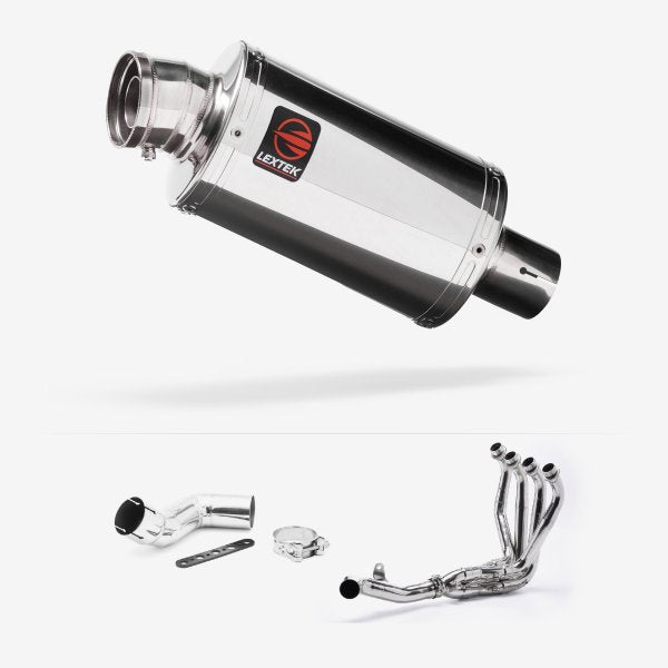 Lextek OP4 Polished S/Steel Exhaust System 200mm for Kawasaki Ninja 1000SX (20- )