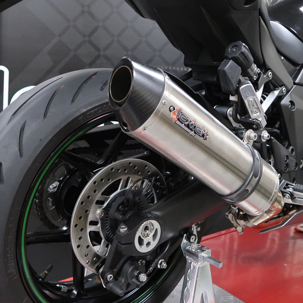 Lextek RP1 Gloss S/Steel Oval Exhaust System 400mm for Kawasaki Ninja 1000SX (20- )