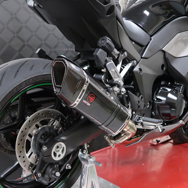 Lextek SP9C Gloss Carbon Fibre Exhaust System 300mm for Kawasaki Ninja 1000SX (20- )