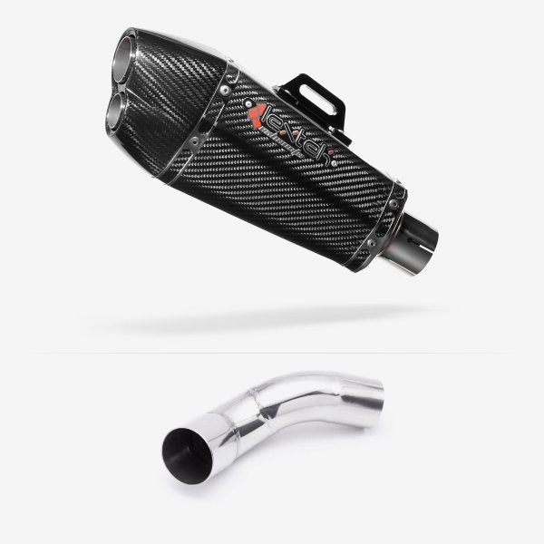 Lextek XP13C Carbon Fibre Exhaust 210mm with Link Pipe for Kawasaki Z900 (20-23)