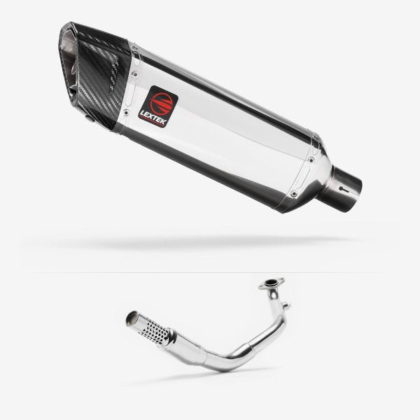 Lextek SP4 Polished Stainless Steel Exhaust System 300mm for Lexmoto Enigma 125
