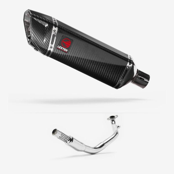 Lextek SP9C Gloss Carbon Fibre Exhaust System 300mm for Lexmoto Enigma 125