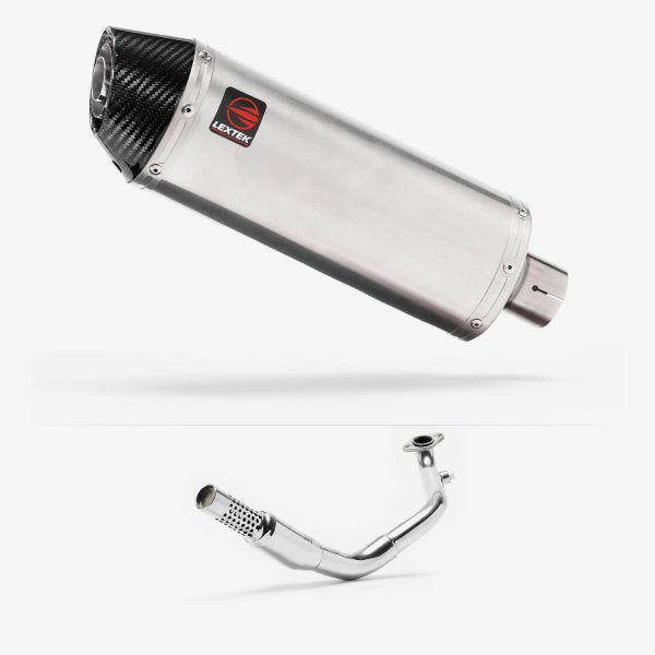 Lextek RP2 Gloss S/Steel Oval Exhaust System 300mm for Lexmoto Enigma 125