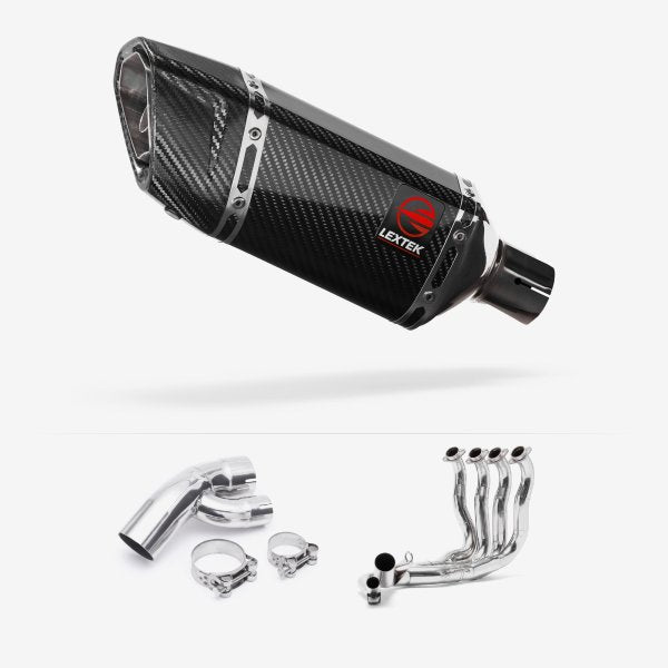 Lextek SP11C Gloss Carbon Fibre Exhaust System 200mm for BMW S1000XR (15-19)