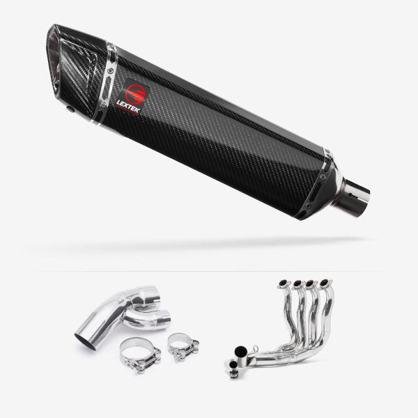 Lextek SP7C Gloss Carbon Fibre Exhaust System 400mm for BMW S1000XR (15-19)