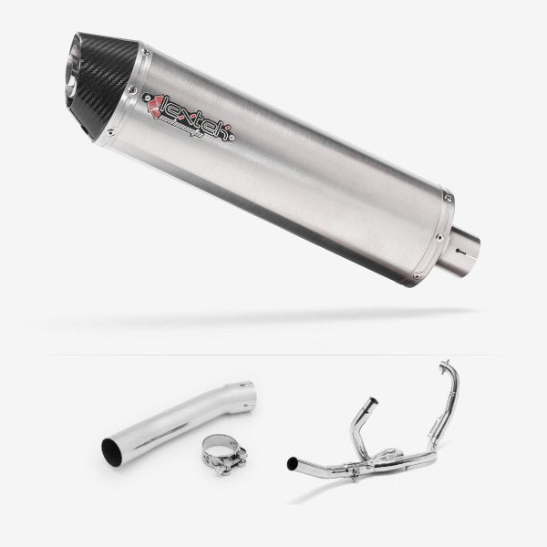 Lextek RP1 Gloss S/Steel Oval Exhaust System 400mm for Suzuki SV650 (99-02)