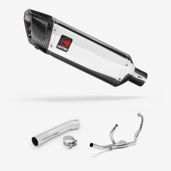 Lextek SP4 Polished Stainless Steel Exhaust System 300mm for Suzuki SV650 (99-02)