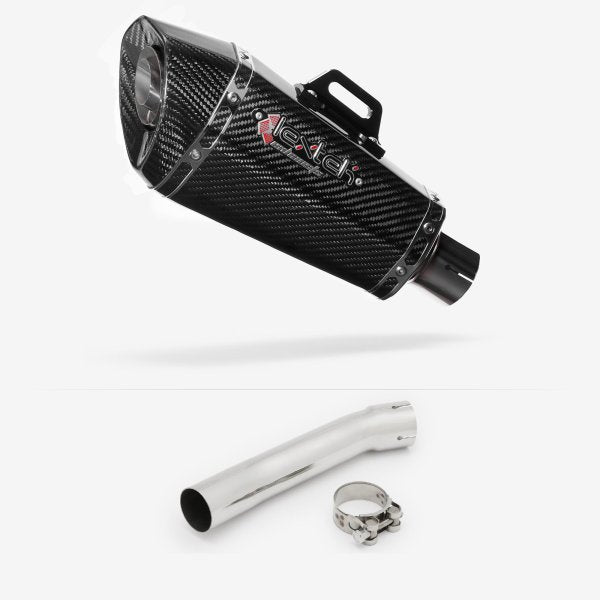 Lextek XP8C Carbon Fibre Exhaust 210mm with Link Pipe for Suzuki SV650 (99-02)