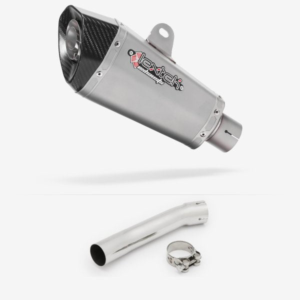 Lextek XP10 Matt S/Steel Exhaust 210mm with Link Pipe for Suzuki SV650 (99-02)