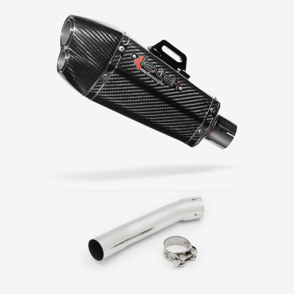 Lextek XP13C Carbon Fibre Exhaust 210mm with Link Pipe for Suzuki SV650 (99-02)