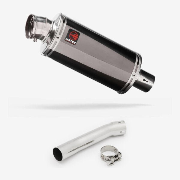 Lextek OP16 Dark Tint Stainless Exhaust 250mm with Link Pipe for Suzuki SV650 (99-02)