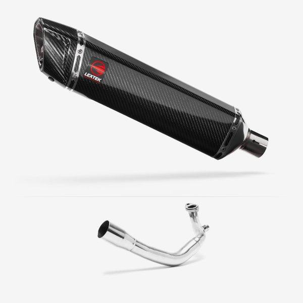 Lextek SP7C Gloss Carbon Fibre Exhaust System 400mm for Lexmoto Chieftain / Apollo