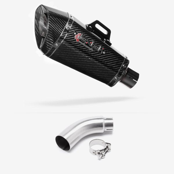 Lextek XP8C Carbon Fibre Exhaust 210mm with Link Pipe for Yamaha MT-03 (16-22)