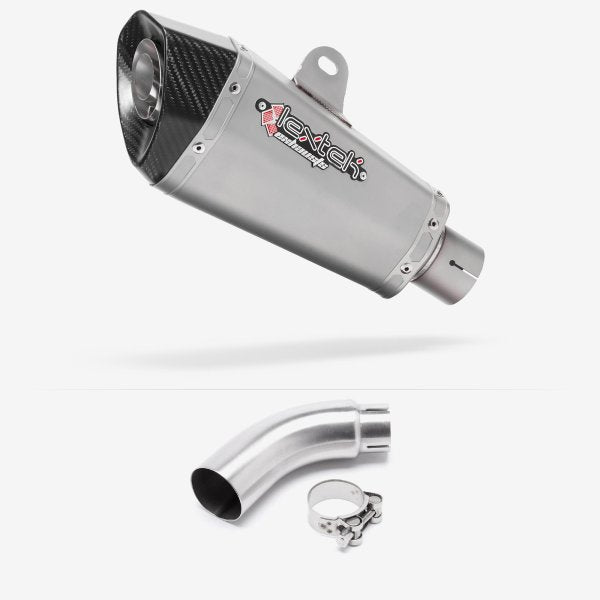 Lextek XP10 Matt S/Steel Exhaust 210mm with Link Pipe for Yamaha MT-03 (16-22)