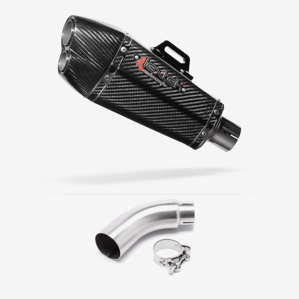 Lextek XP13C Carbon Fibre Exhaust 210mm with Link Pipe for Yamaha MT-03 (16-22)