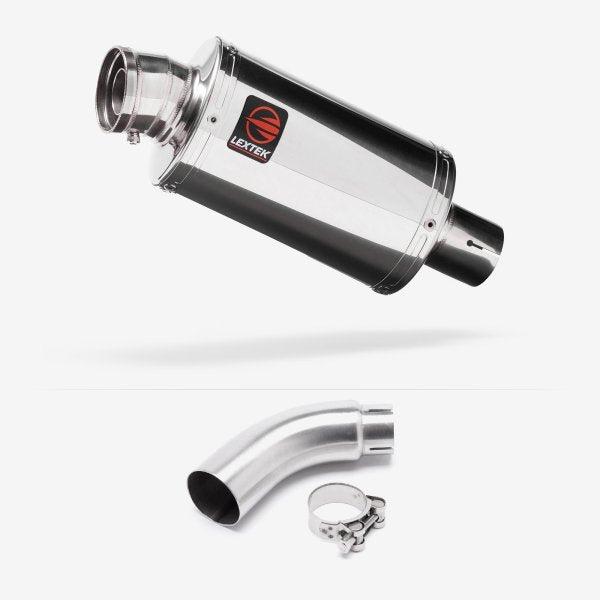 Lextek OP4 Polished S/Steel Exhaust 200mm with Link Pipe for Yamaha MT-03 (16-22)