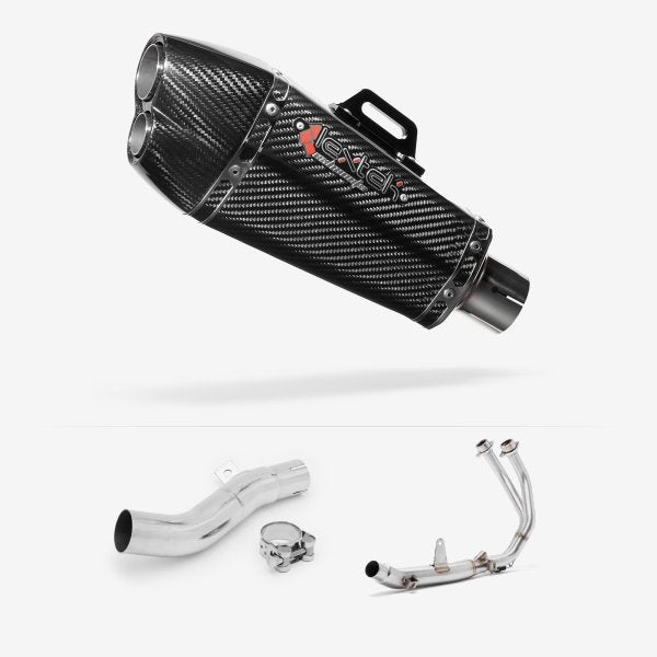 Lextek XP13C Carbon Fibre Exhaust System 210mm for Honda CB500X (17-19)