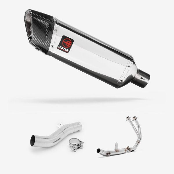 Lextek SP4 Polished Stainless Steel Exhaust System 300mm for Honda CB500X (17-19)