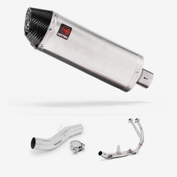 Lextek RP2 Gloss S/Steel Oval Exhaust System 300mm for Honda CB500X (17-19)