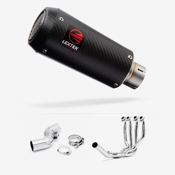 Lextek Stainless Steel CP9C Carbon Fibre Exhaust System 180mm for Kawasaki Ninja H2 SX (18-20)
