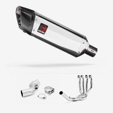Lextek Polished Stainless Steel SP4 Exhaust System 300mm for Kawasaki Ninja H2 SX (18-20)