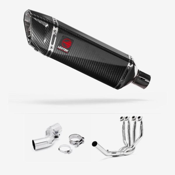 Lextek Stainless Steel SP9C Carbon Fibre Exhaust System 300mm for Kawasaki Ninja H2 SX (18-20)