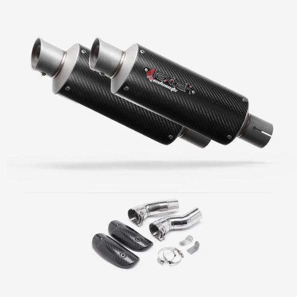 Lextek Stainless Steel GP8C Carbon Fibre Exhaust 240mm with Link Pipes