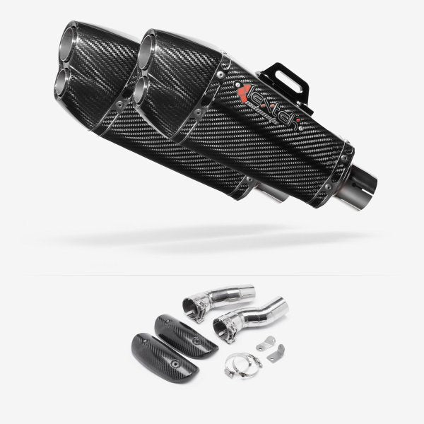 Lextek Stainless Steel XP13C Carbon Fibre Exhaust 210mm with Link Pipes