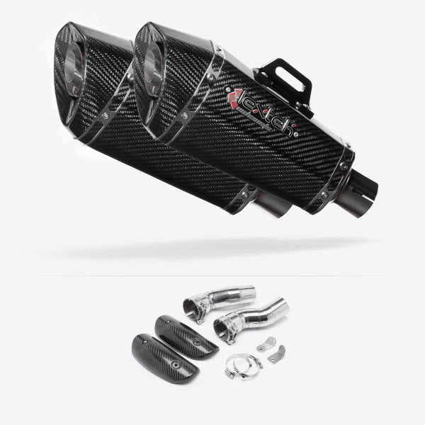 Lextek Stainless Steel XP8C Carbon Fibre Exhaust 210mm with Link Pipes