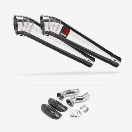 Lextek Polished Stainless Steel MP4 Exhaust 300mm with Link Pipes