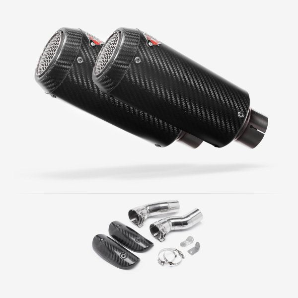 Lextek Stainless Steel CP9C Carbon Fibre Exhaust 180mm with Link Pipes