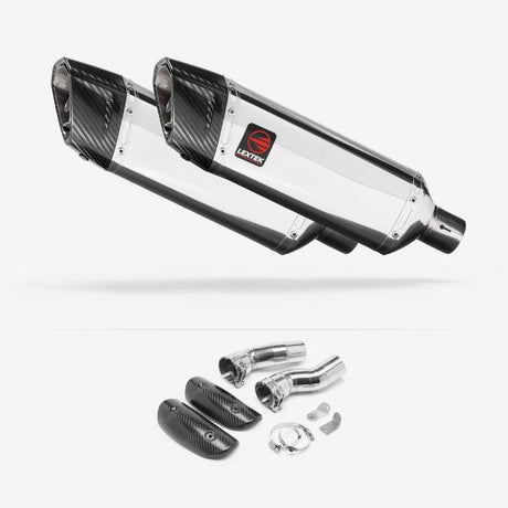 Lextek Polised Stainless Steel SP4 Exhaust 300mm with Link Pipes