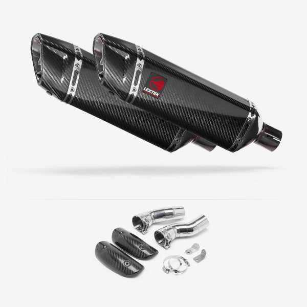 Lextek Stainless Steel SP9C Carbon Fibre Exhaust 300mm with Link Pipes