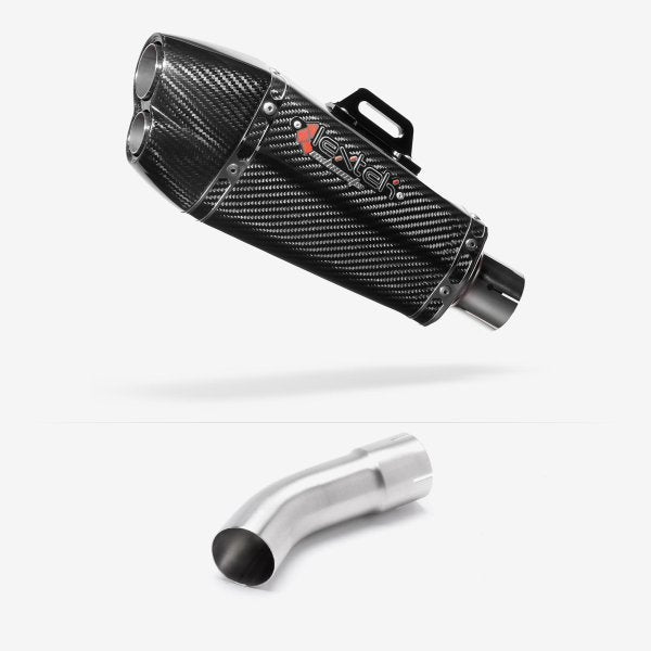 Lextek XP13C Carbon Fibre Exhaust 210mm with Link Pipe for Suzuki GSX-S 1000 (21-24)