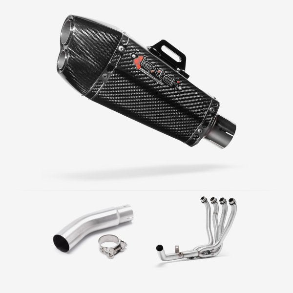 Lextek XP13C Carbon Fibre Exhaust System 210mm for Suzuki GSX-S750 (17-21)