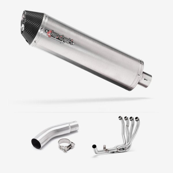 Lextek RP1 Gloss S/Steel Oval Exhaust System 400mm for Suzuki GSX-S750 (17-21)