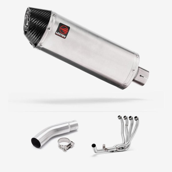 Lextek RP2 Gloss S/Steel Oval Exhaust System 300mm for Suzuki GSX-S750 (17-21)